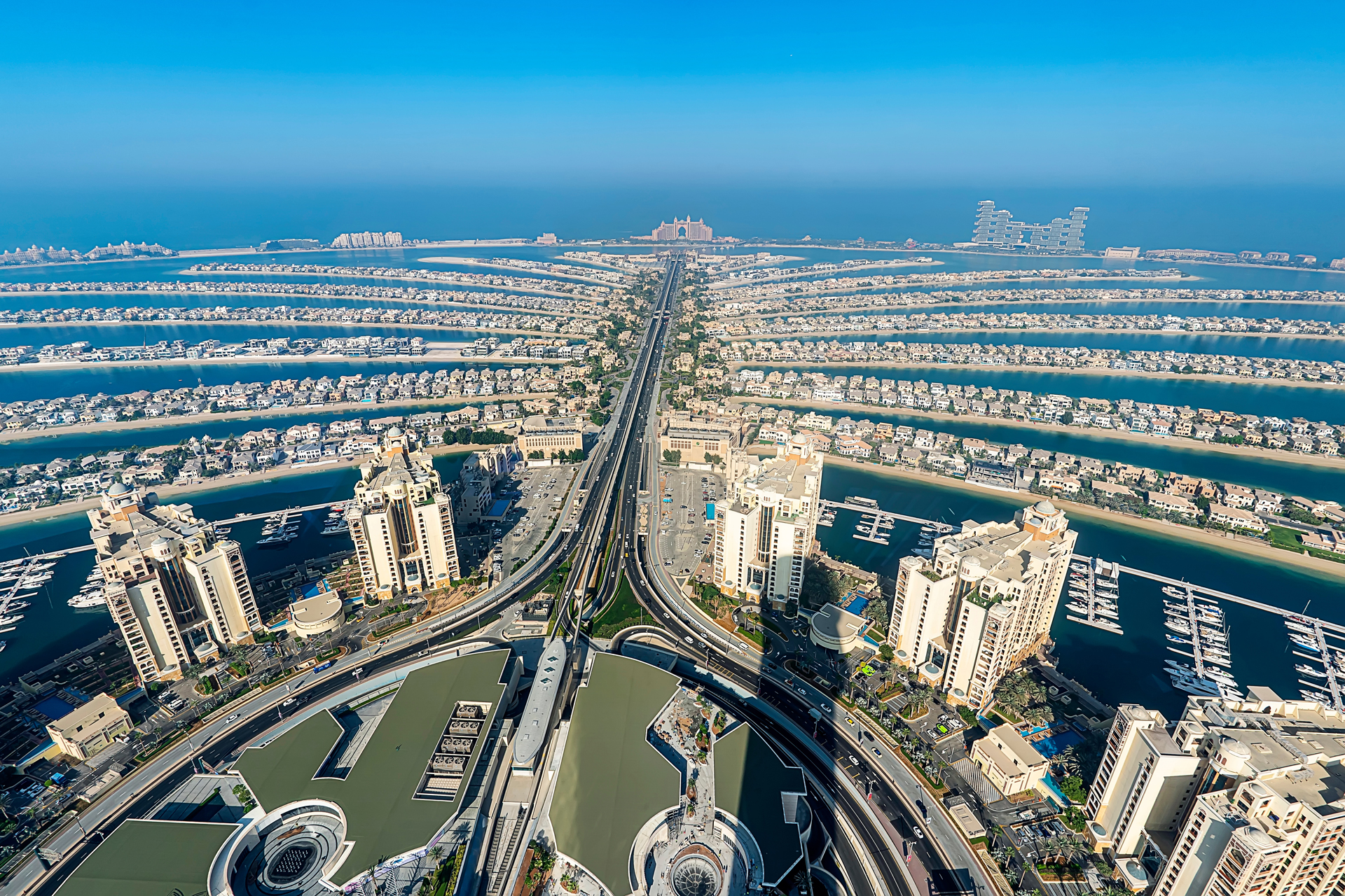 Dubai island palm tree from top view